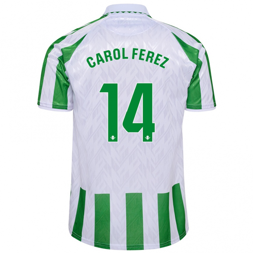 Kandiny Femme Maillot Carolina Férez Méndez #14 Rayures Vertes Et Blanches Tenues Domicile 2024/25 T-Shirt