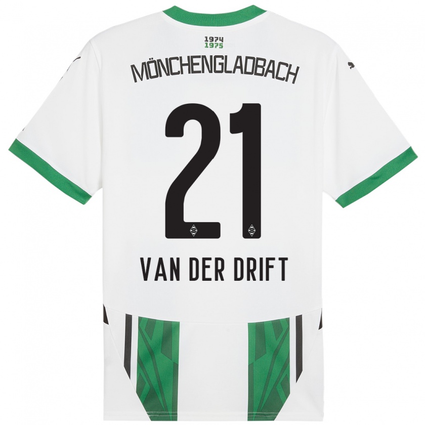 Kandiny Femme Maillot Suus Van Der Drift #21 Blanc Vert Tenues Domicile 2024/25 T-Shirt