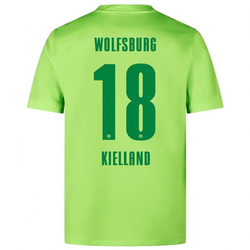 Kandiny Femme Maillot Justine Kielland #18 Vert Fluo Tenues Domicile 2024/25 T-Shirt