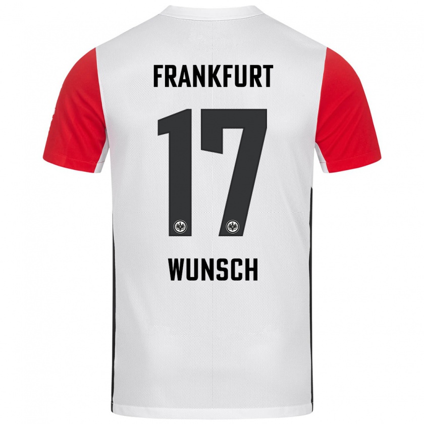 Kandiny Femme Maillot Paul Wünsch #17 Blanc Rouge Tenues Domicile 2024/25 T-Shirt