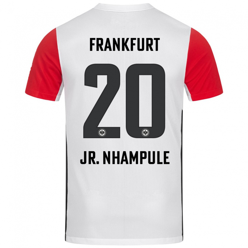 Kandiny Femme Maillot Antonio Junior Nhampule #20 Blanc Rouge Tenues Domicile 2024/25 T-Shirt