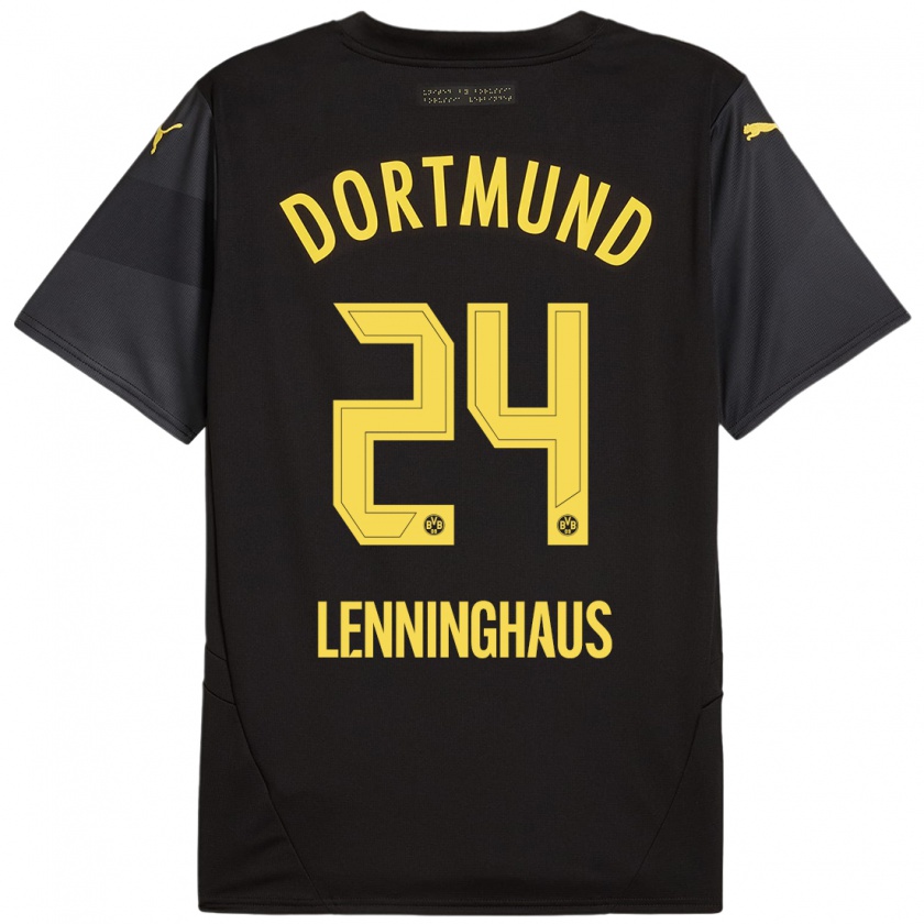 Kandiny Femme Maillot Mika Lenninghaus #24 Noir Jaune Tenues Extérieur 2024/25 T-Shirt