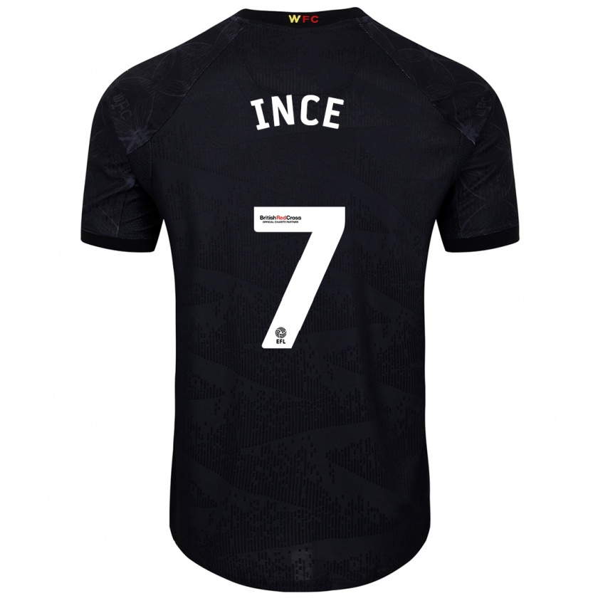 Kandiny Femme Maillot Tom Ince #7 Noir Blanc Tenues Extérieur 2024/25 T-Shirt