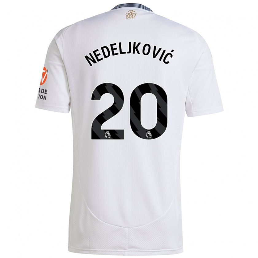 Kandiny Femme Maillot Kosta Nedeljkovic #20 Blanc Tenues Extérieur 2024/25 T-Shirt