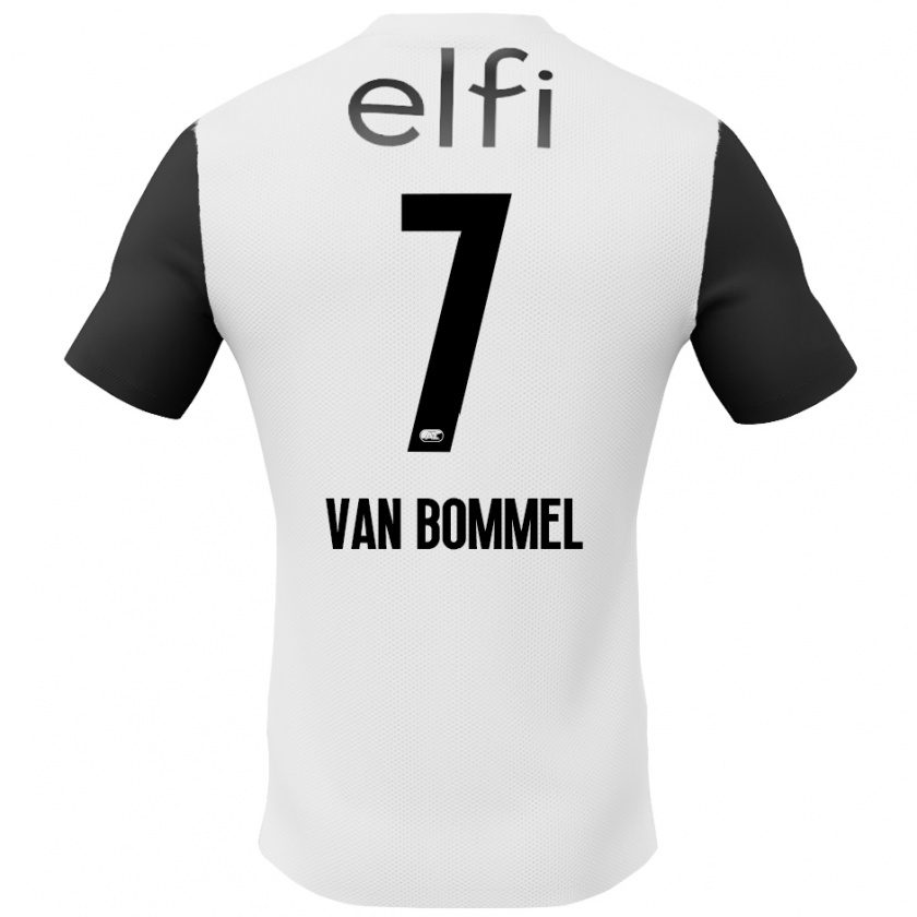 Kandiny Femme Maillot Ruben Van Bommel #7 Blanc Noir Tenues Extérieur 2024/25 T-Shirt