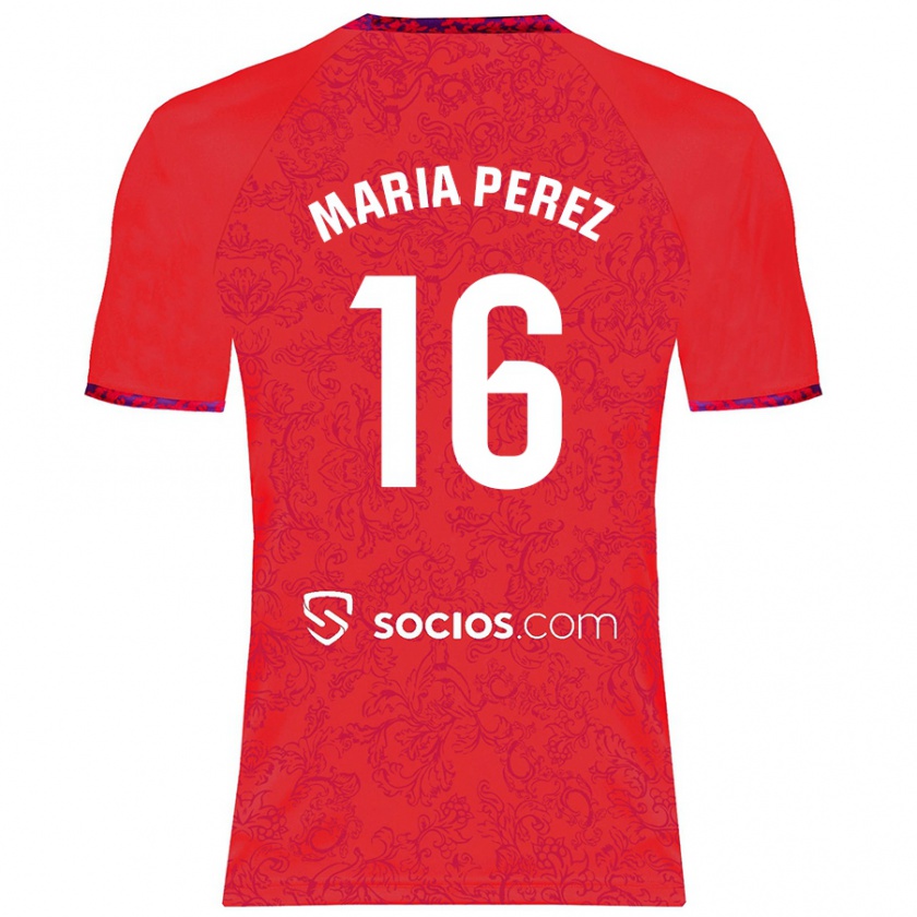 Kandiny Femme Maillot María Pérez Rabaza #16 Rouge Tenues Extérieur 2024/25 T-Shirt