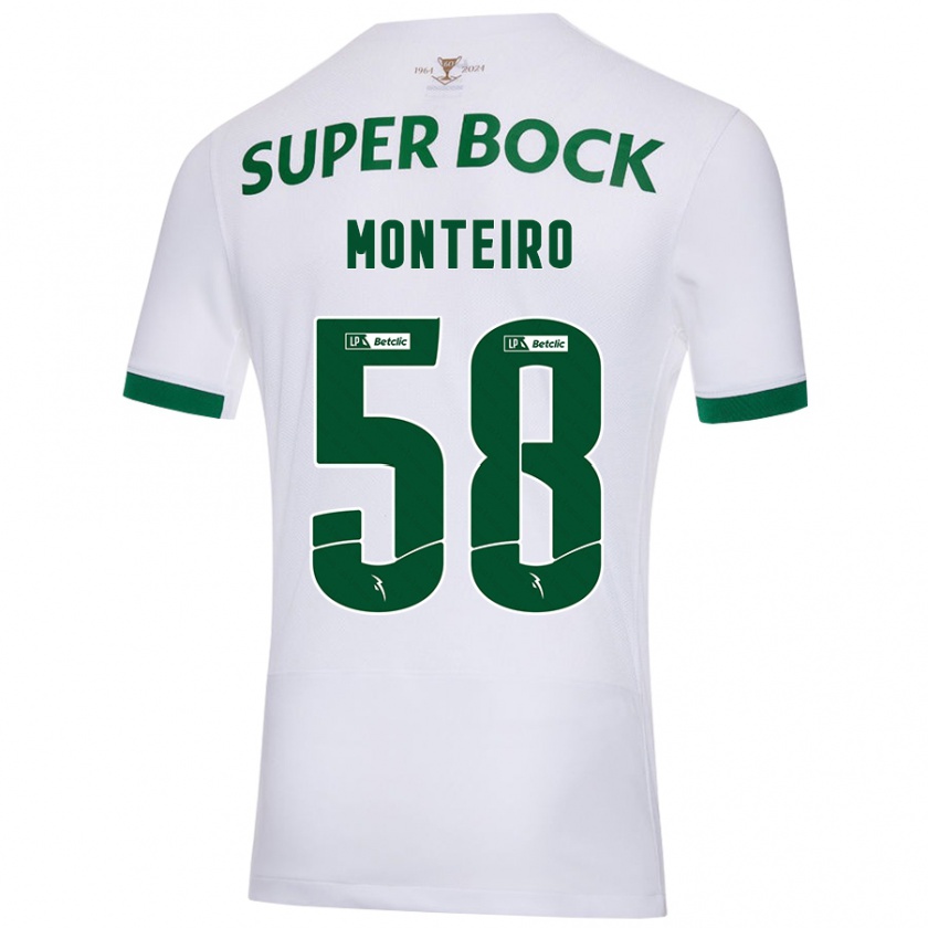 Kandiny Femme Maillot David Monteiro #58 Blanc Vert Tenues Extérieur 2024/25 T-Shirt