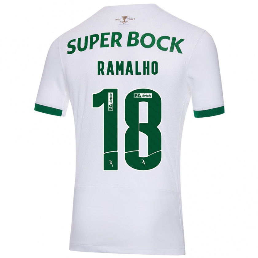 Kandiny Femme Maillot Inês Filipa Ramalho Gonçalves #18 Blanc Vert Tenues Extérieur 2024/25 T-Shirt