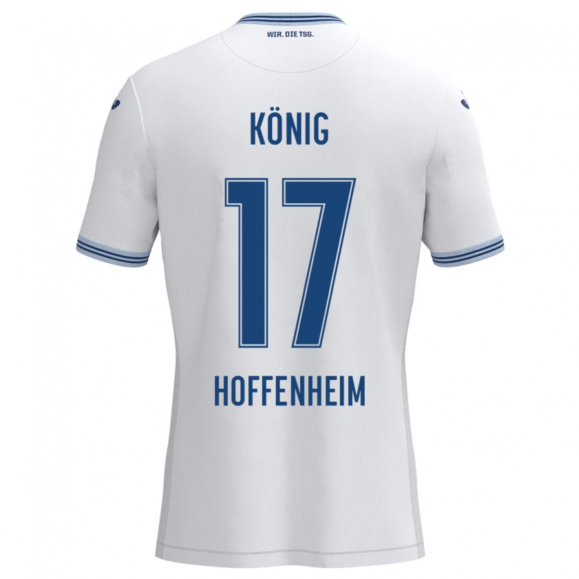 Kandiny Femme Maillot Noah König #17 Blanc Bleu Tenues Extérieur 2024/25 T-Shirt