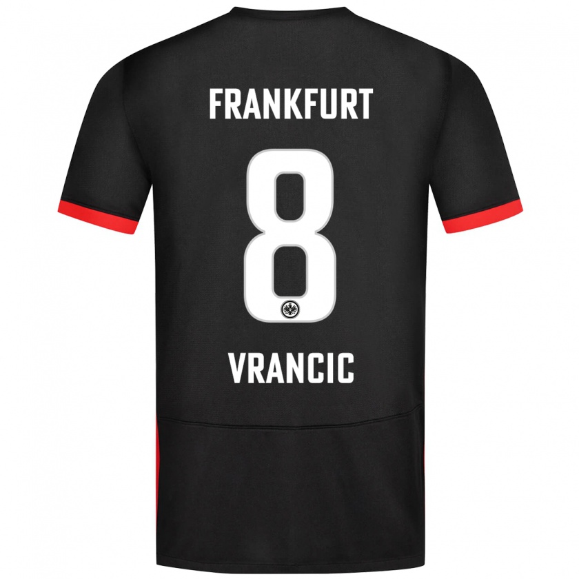 Kandiny Femme Maillot Mario Vrancic #8 Noir Tenues Extérieur 2024/25 T-Shirt