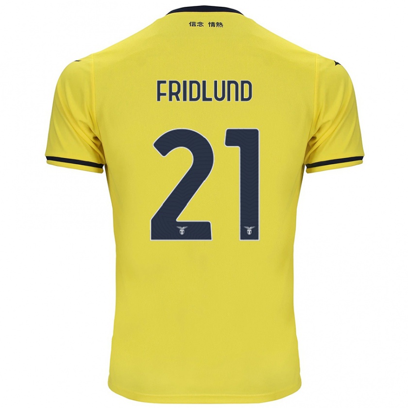 Kandiny Femme Maillot Johanne Fridlund #21 Jaune Tenues Extérieur 2024/25 T-Shirt