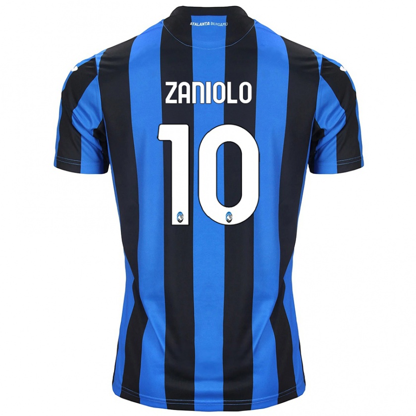 Kandiny Enfant Maillot Nicolò Zaniolo #10 Bleu Noir Tenues Domicile 2024/25 T-Shirt