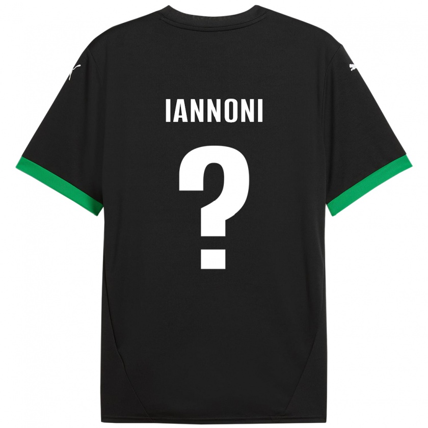 Kandiny Enfant Maillot Edoardo Iannoni #0 Noir Vert Foncé Tenues Domicile 2024/25 T-Shirt