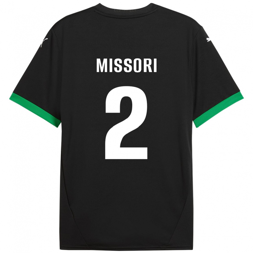 Kandiny Enfant Maillot Filippo Missori #2 Noir Vert Foncé Tenues Domicile 2024/25 T-Shirt