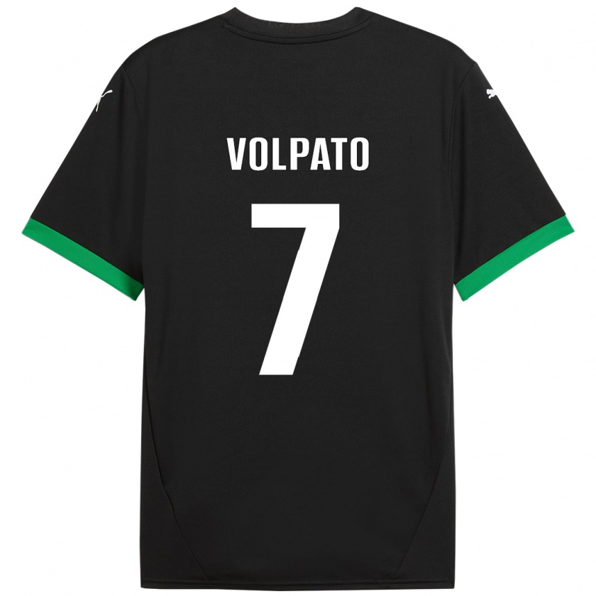 Kandiny Enfant Maillot Cristian Volpato #7 Noir Vert Foncé Tenues Domicile 2024/25 T-Shirt