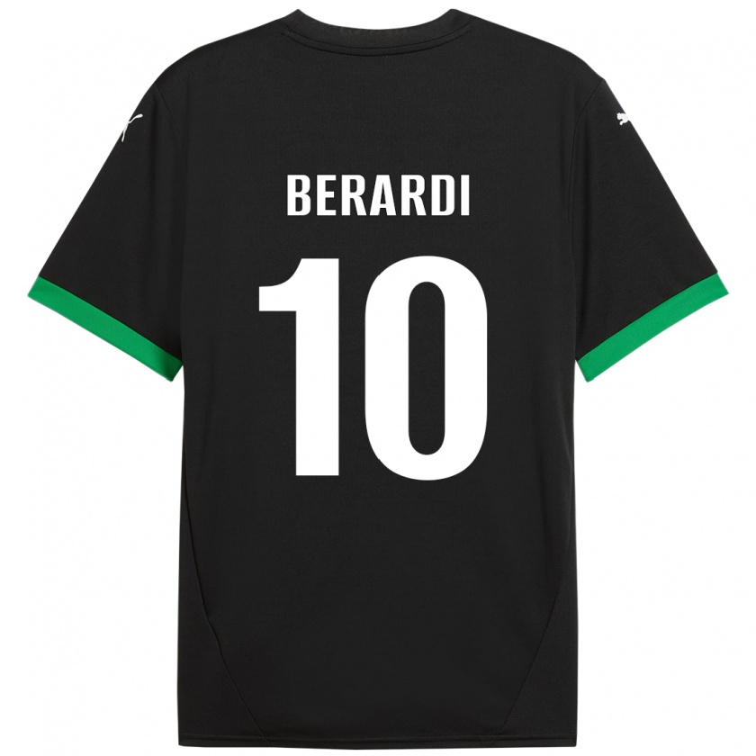 Kandiny Enfant Maillot Domenico Berardi #10 Noir Vert Foncé Tenues Domicile 2024/25 T-Shirt