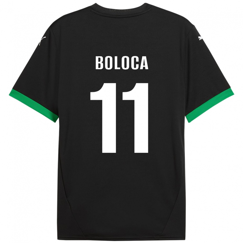 Kandiny Enfant Maillot Daniel Boloca #11 Noir Vert Foncé Tenues Domicile 2024/25 T-Shirt