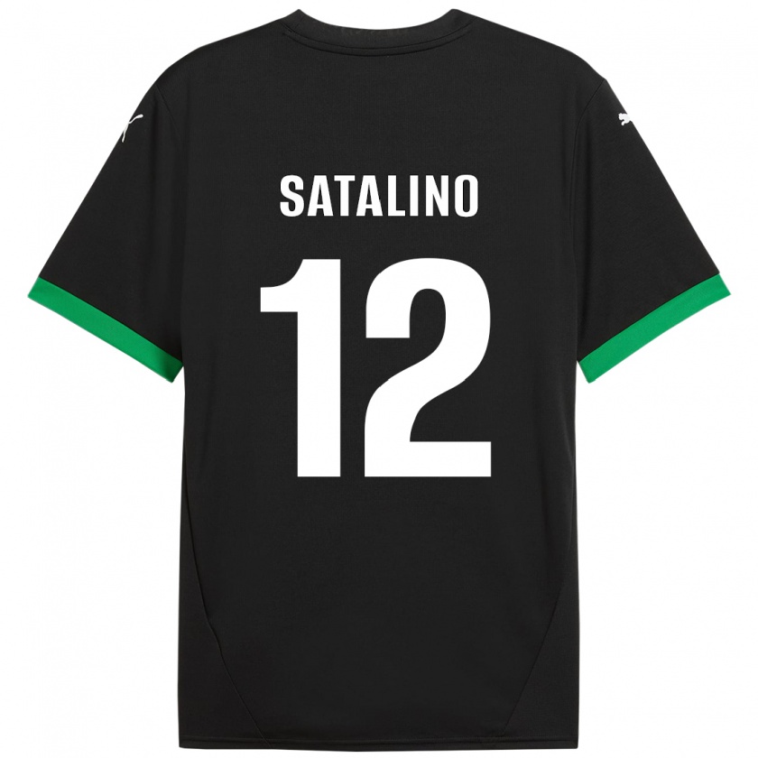 Kandiny Enfant Maillot Giacomo Satalino #12 Noir Vert Foncé Tenues Domicile 2024/25 T-Shirt