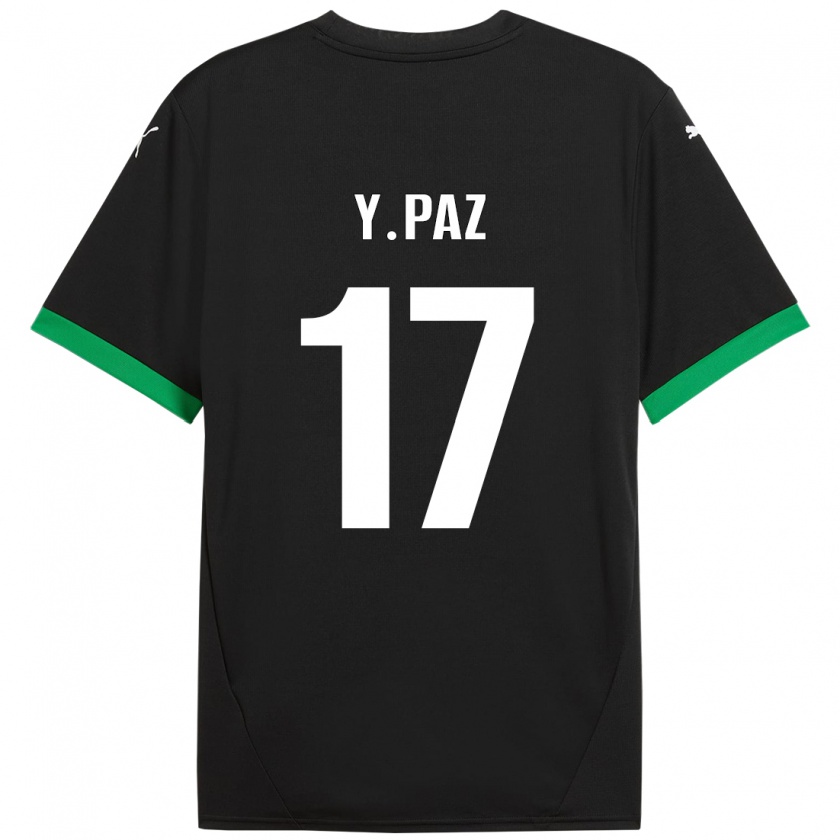 Kandiny Enfant Maillot Yeferson Paz #17 Noir Vert Foncé Tenues Domicile 2024/25 T-Shirt