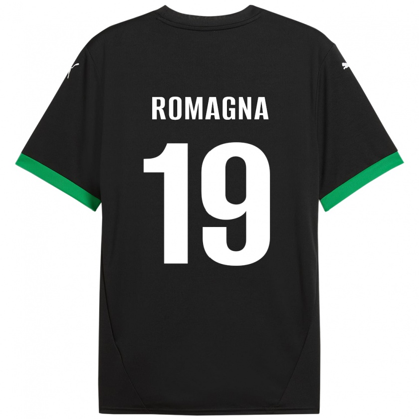 Kandiny Enfant Maillot Filippo Romagna #19 Noir Vert Foncé Tenues Domicile 2024/25 T-Shirt