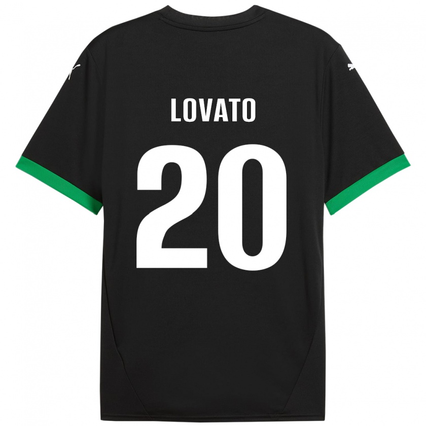 Kandiny Enfant Maillot Matteo Lovato #20 Noir Vert Foncé Tenues Domicile 2024/25 T-Shirt