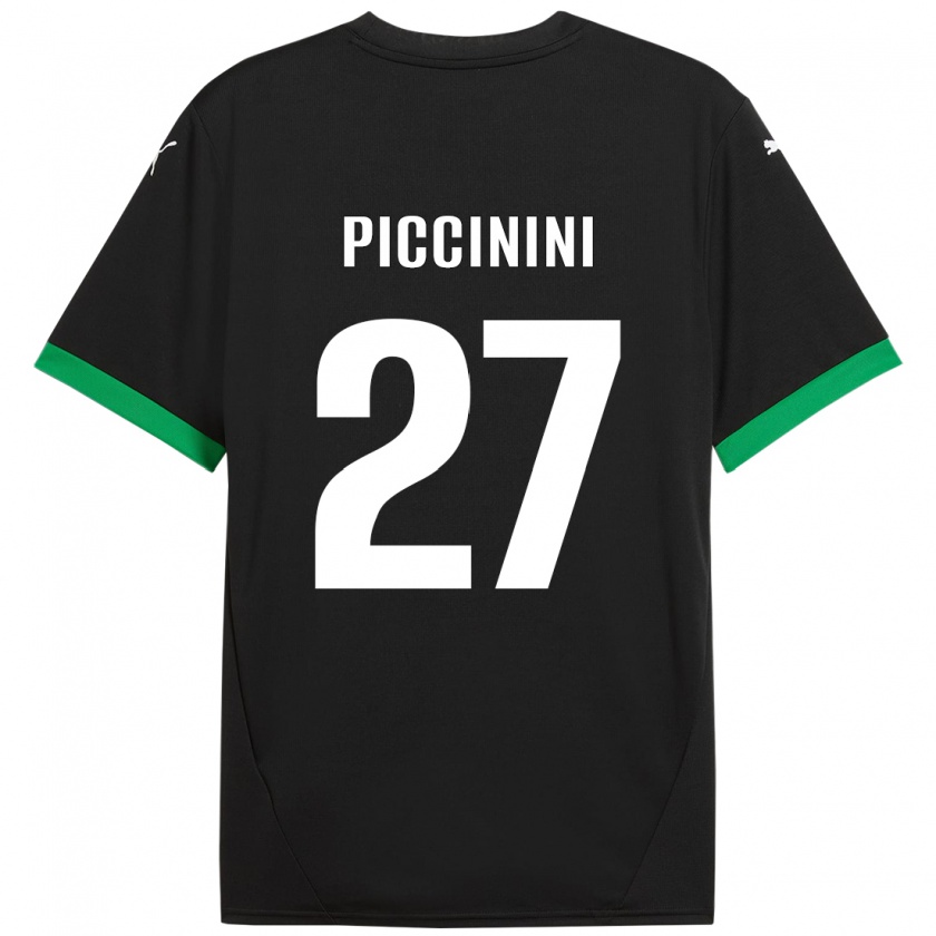 Kandiny Enfant Maillot Stefano Piccinini #27 Noir Vert Foncé Tenues Domicile 2024/25 T-Shirt