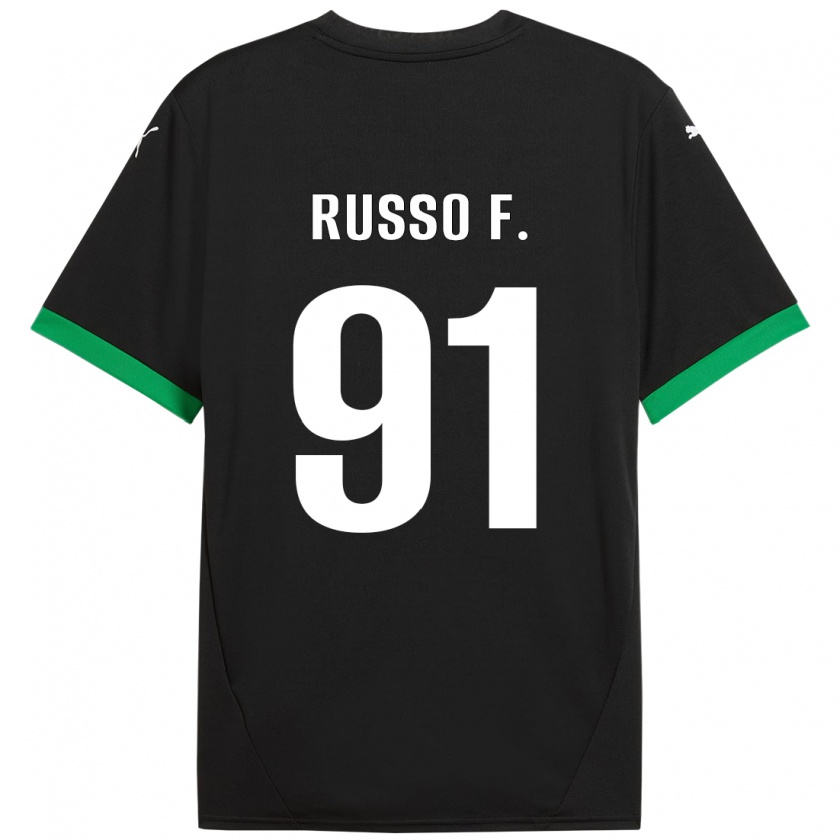 Kandiny Enfant Maillot Flavio Russo #91 Noir Vert Foncé Tenues Domicile 2024/25 T-Shirt