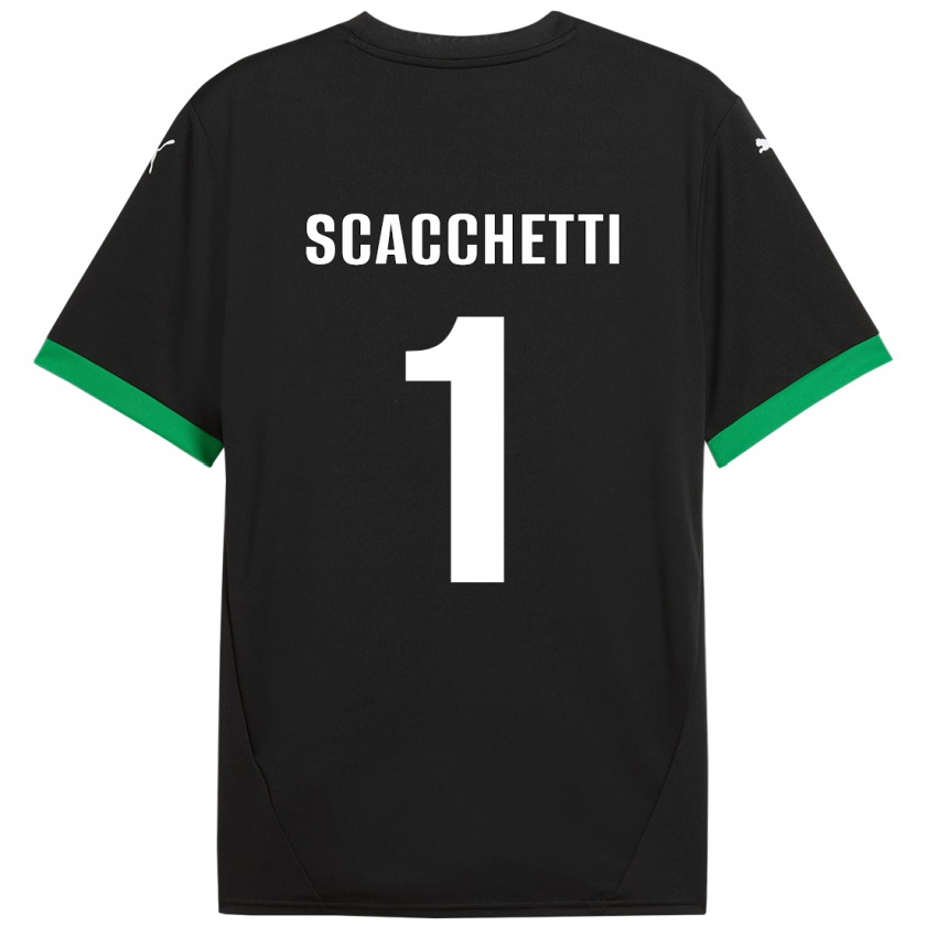 Kandiny Enfant Maillot Alessandro Scacchetti #1 Noir Vert Foncé Tenues Domicile 2024/25 T-Shirt