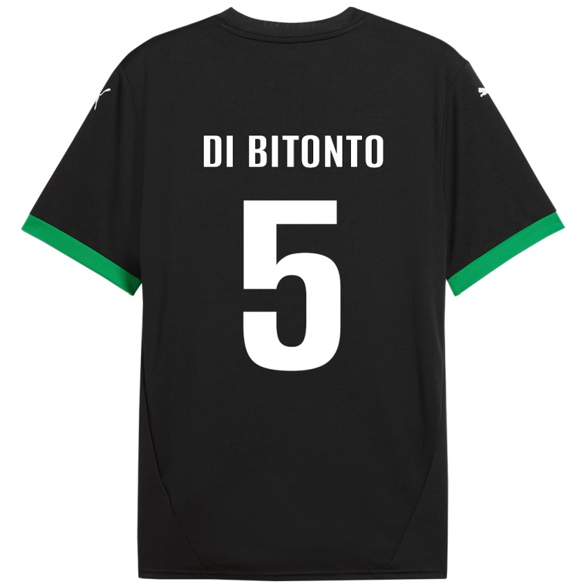 Kandiny Enfant Maillot Alessandro Di Bitonto #5 Noir Vert Foncé Tenues Domicile 2024/25 T-Shirt