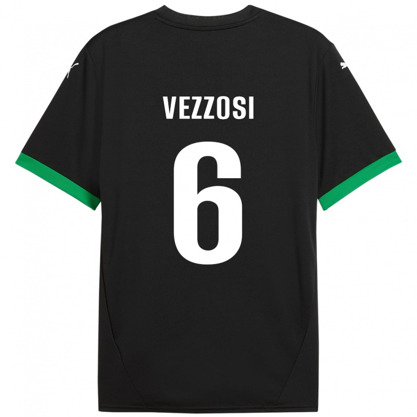 Kandiny Enfant Maillot Giorgio Vezzosi #6 Noir Vert Foncé Tenues Domicile 2024/25 T-Shirt