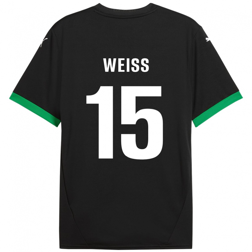 Kandiny Enfant Maillot David Weiss #15 Noir Vert Foncé Tenues Domicile 2024/25 T-Shirt