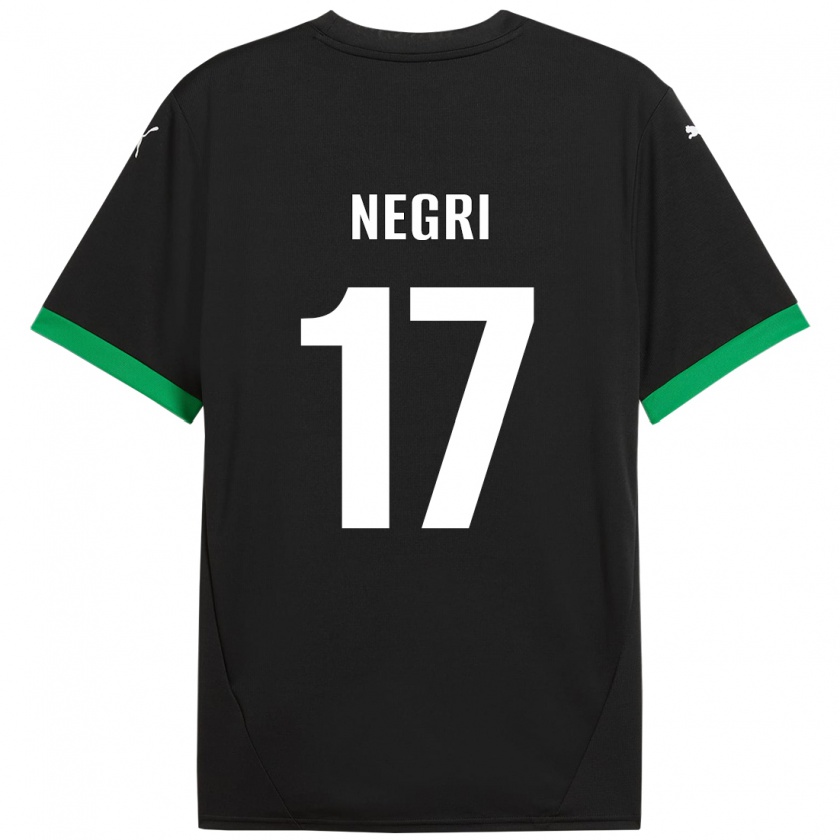 Kandiny Enfant Maillot Gabriele Negri #17 Noir Vert Foncé Tenues Domicile 2024/25 T-Shirt