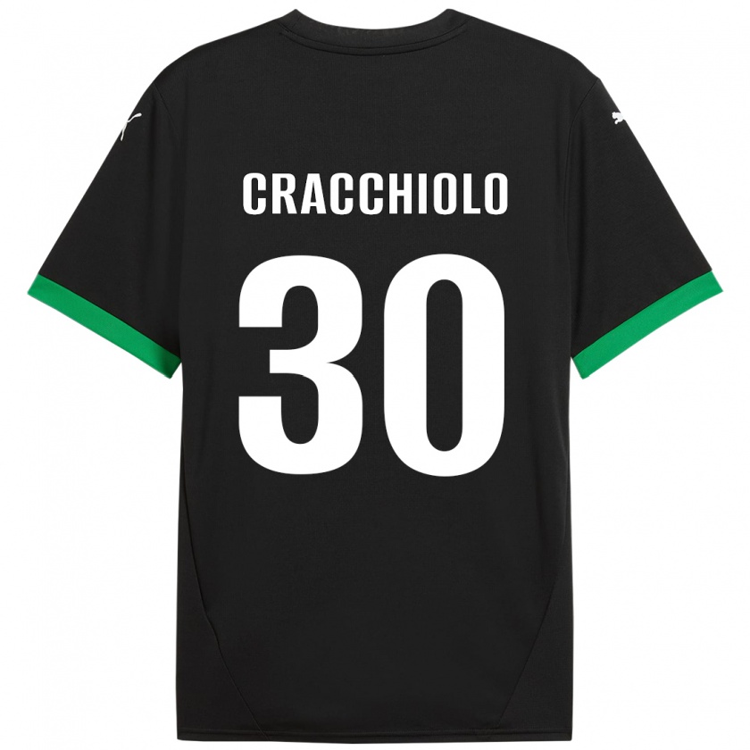 Kandiny Enfant Maillot Leonardo Cracchiolo #30 Noir Vert Foncé Tenues Domicile 2024/25 T-Shirt