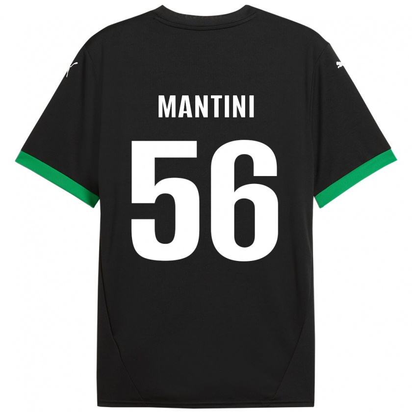 Kandiny Enfant Maillot Raffaele Mantini #56 Noir Vert Foncé Tenues Domicile 2024/25 T-Shirt