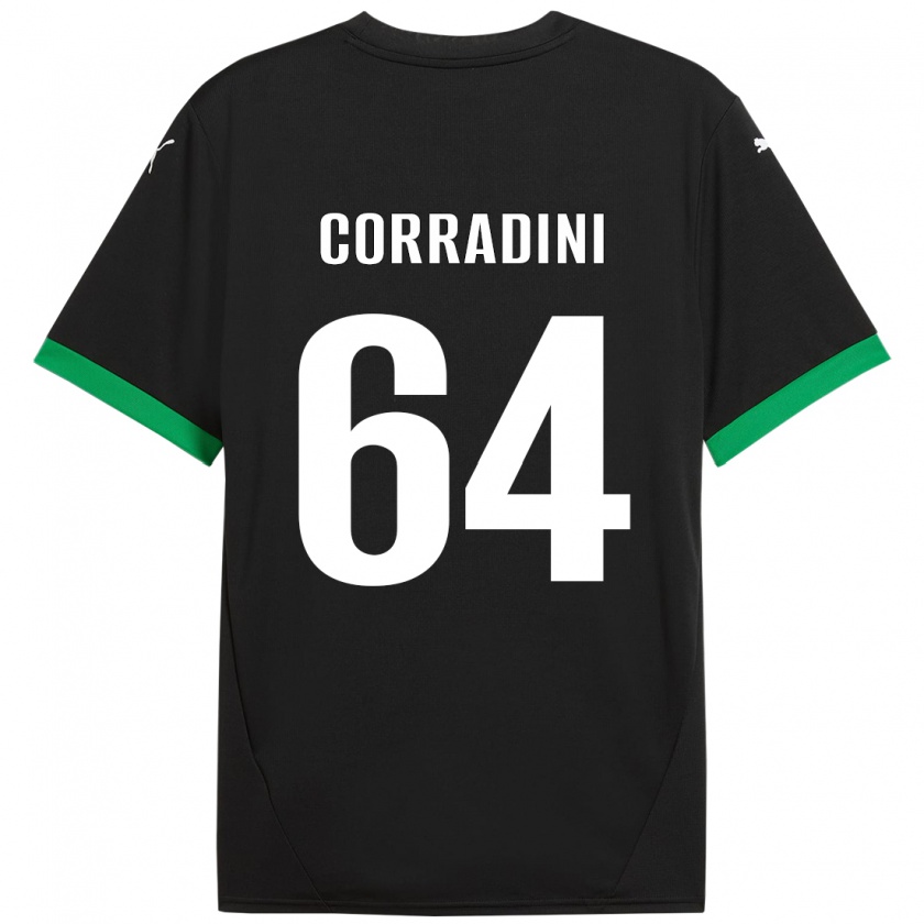 Kandiny Enfant Maillot Francesco Corradini #64 Noir Vert Foncé Tenues Domicile 2024/25 T-Shirt