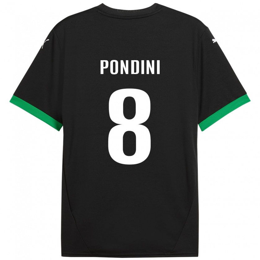 Kandiny Enfant Maillot Giada Pondini #8 Noir Vert Foncé Tenues Domicile 2024/25 T-Shirt