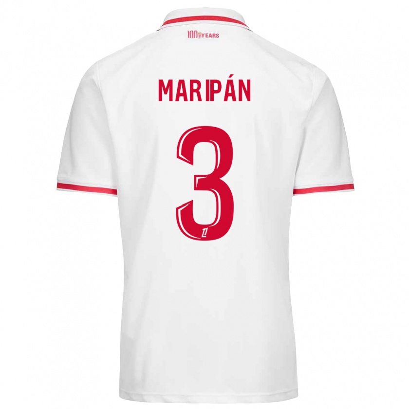 Kandiny Enfant Maillot Guillermo Maripán #3 Blanc Rouge Tenues Domicile 2024/25 T-Shirt