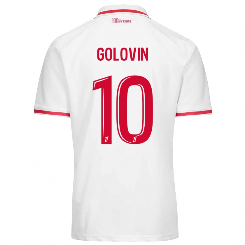 Kandiny Enfant Maillot Aleksandr Golovin #10 Blanc Rouge Tenues Domicile 2024/25 T-Shirt