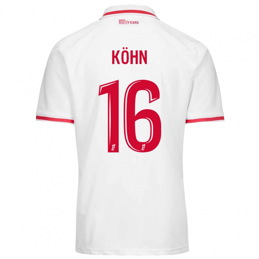 Kandiny Enfant Maillot Philipp Köhn #16 Blanc Rouge Tenues Domicile 2024/25 T-Shirt