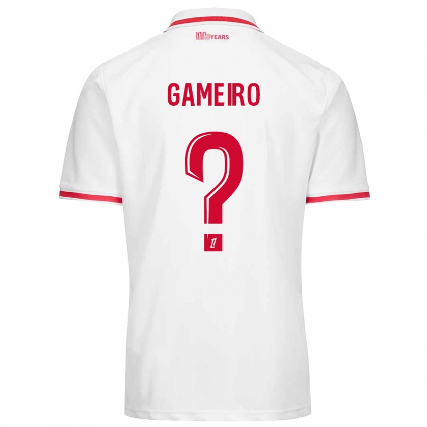 Kandiny Enfant Maillot Benoît Gameiro #0 Blanc Rouge Tenues Domicile 2024/25 T-Shirt