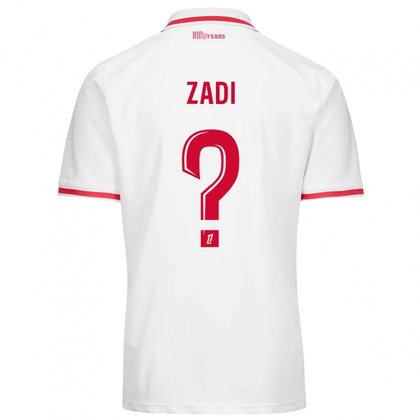 Kandiny Enfant Maillot Alain Zadi #0 Blanc Rouge Tenues Domicile 2024/25 T-Shirt