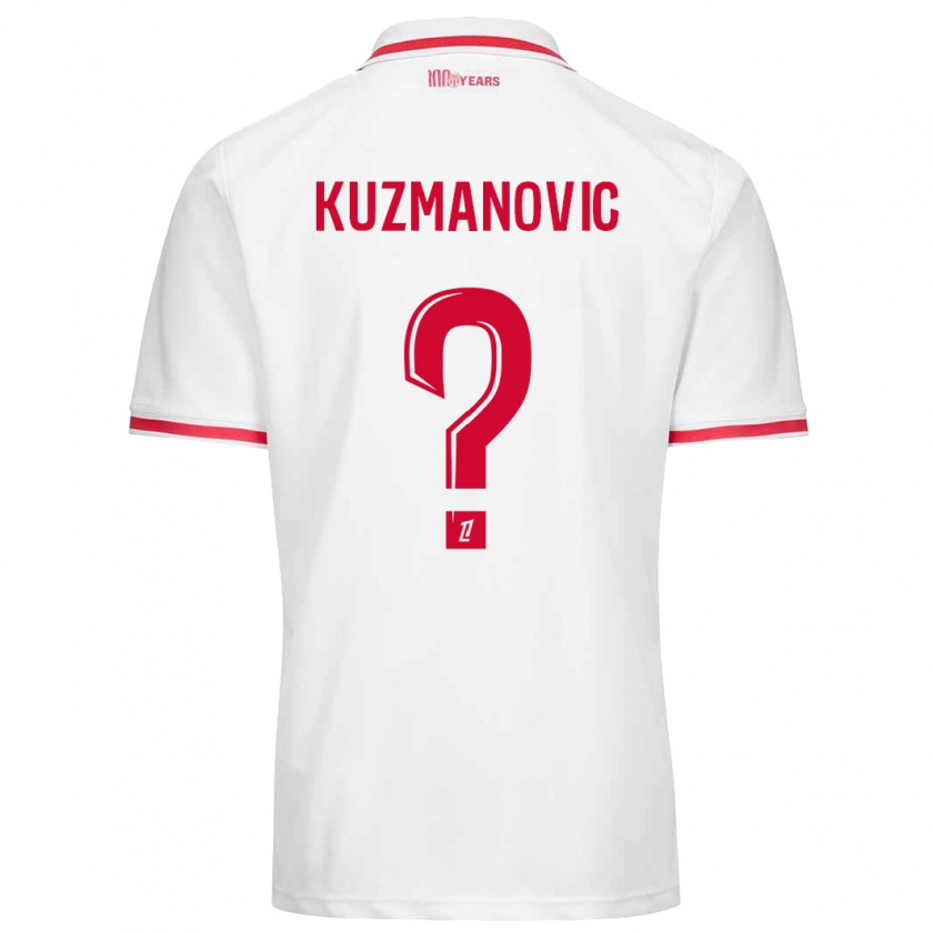 Kandiny Enfant Maillot Dejan Kuzmanovic #0 Blanc Rouge Tenues Domicile 2024/25 T-Shirt