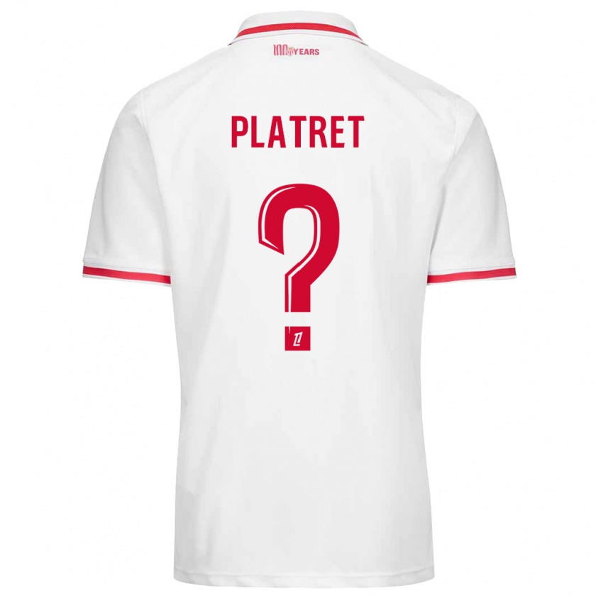 Kandiny Enfant Maillot Aurélien Platret #0 Blanc Rouge Tenues Domicile 2024/25 T-Shirt