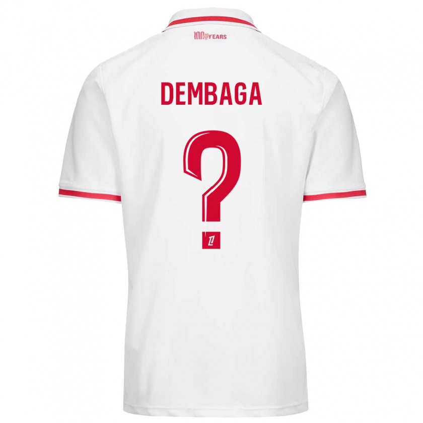 Kandiny Enfant Maillot Boubakar Dembaga #0 Blanc Rouge Tenues Domicile 2024/25 T-Shirt