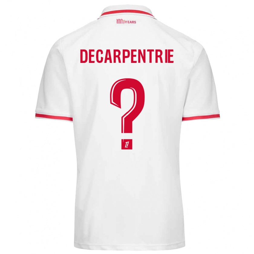 Kandiny Enfant Maillot Valentin Decarpentrie #0 Blanc Rouge Tenues Domicile 2024/25 T-Shirt