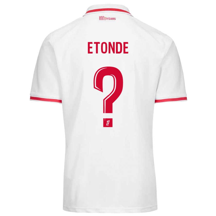 Kandiny Enfant Maillot Romaric Etonde #0 Blanc Rouge Tenues Domicile 2024/25 T-Shirt