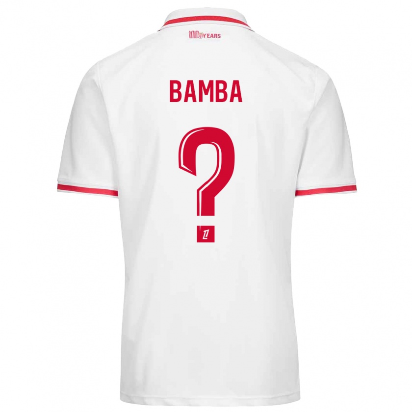 Kandiny Enfant Maillot Aladji Bamba #0 Blanc Rouge Tenues Domicile 2024/25 T-Shirt