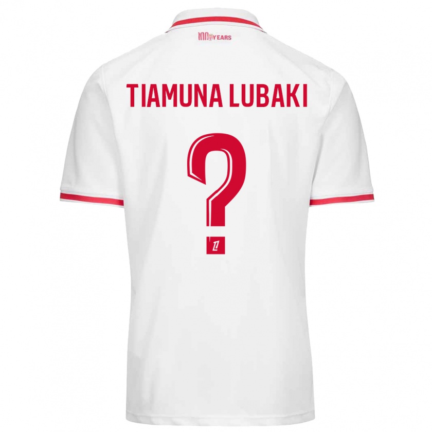 Kandiny Enfant Maillot Loïc Tiamuna Lubaki #0 Blanc Rouge Tenues Domicile 2024/25 T-Shirt