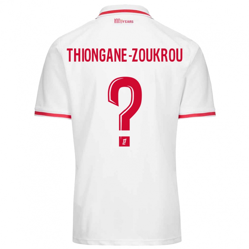 Kandiny Enfant Maillot Ackah-Tidiane Thiongane-Zoukrou #0 Blanc Rouge Tenues Domicile 2024/25 T-Shirt