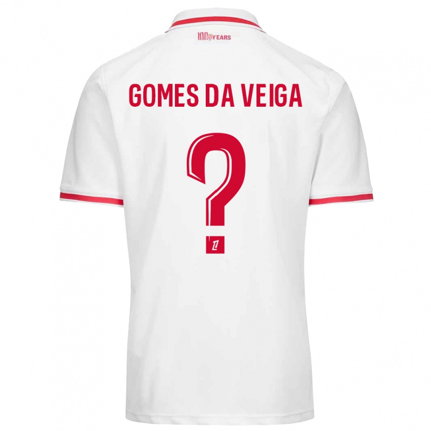 Kandiny Enfant Maillot Melvin Gomes Da Veiga #0 Blanc Rouge Tenues Domicile 2024/25 T-Shirt